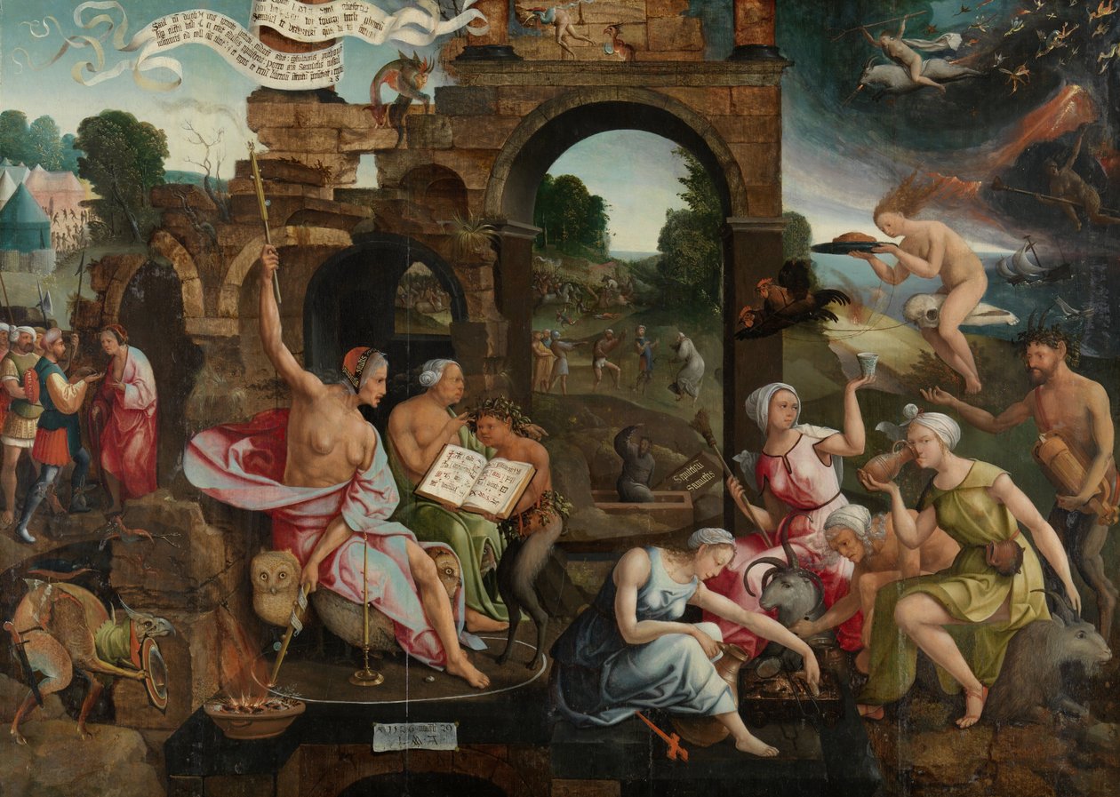 Saul e a bruxa de Endor, 1526 de Jacob Cornelisz van Oostsanen