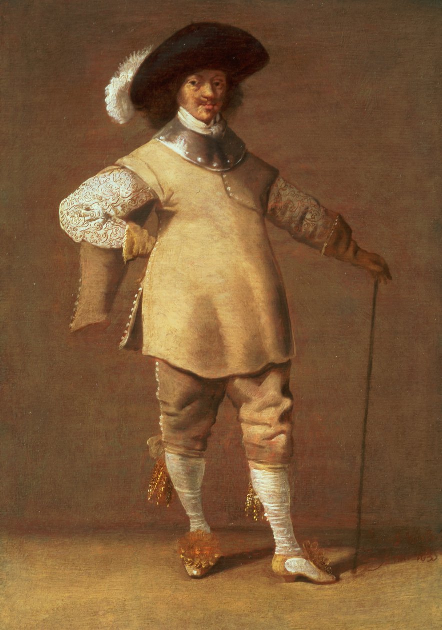 Um Cavalier de pé em um Interior, 1635 de Jacob Fransz van der Merck