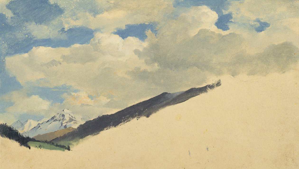 Estudo de nuvens com topos de montanhas, 1830 de Jacob Gensler