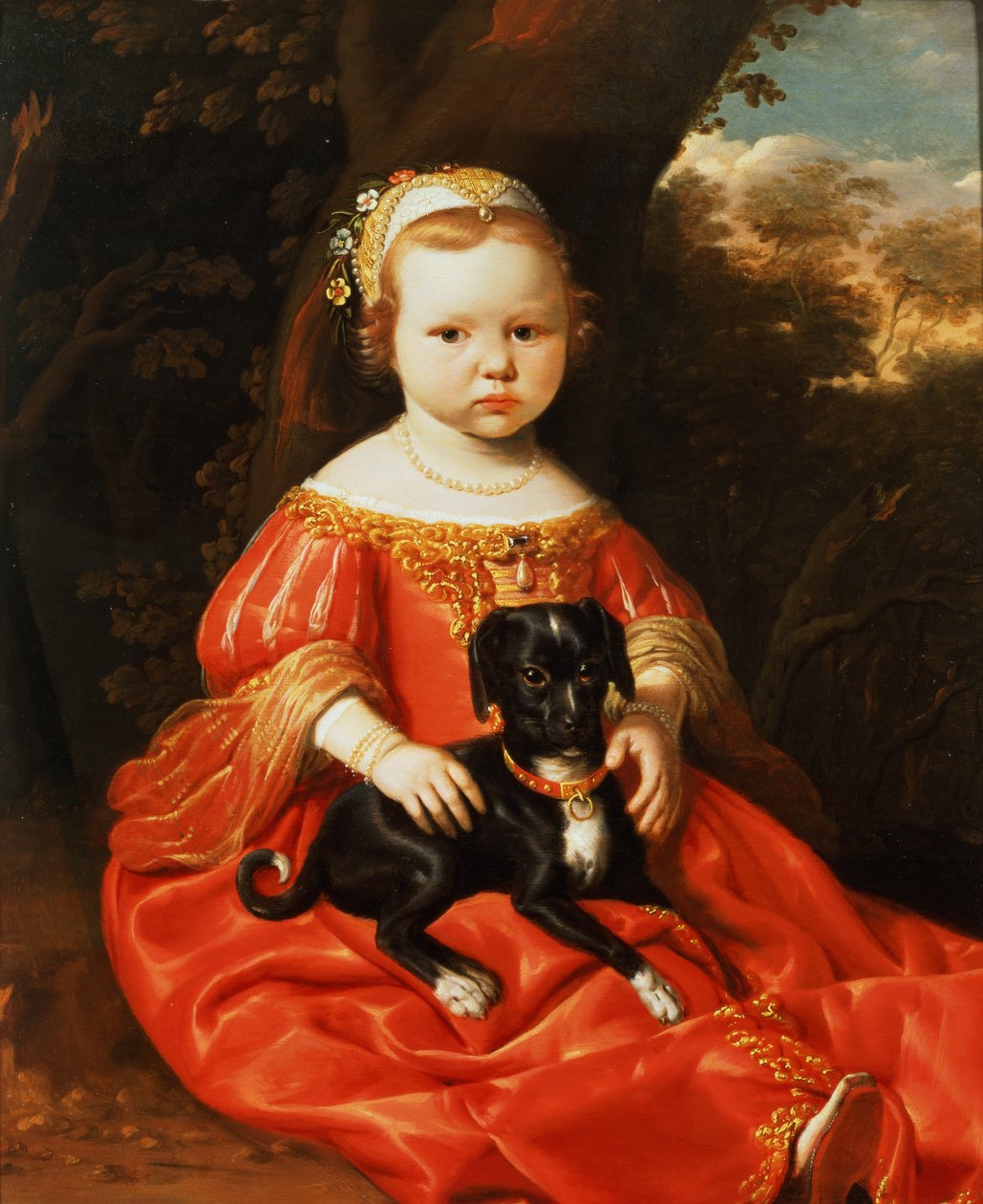 Retrato de uma menina com um cachorro de Jacob Gerritsz Cuyp