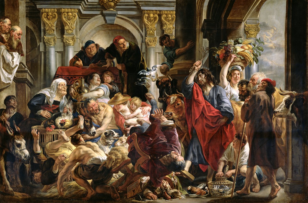 Cristo dirigindo os mercadores do templo de Jacob Jordaens