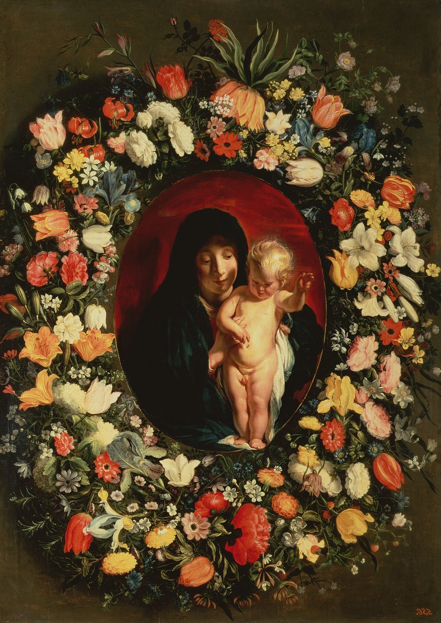 Madonna e criança com flores, c.1618 de Jacob Jordaens