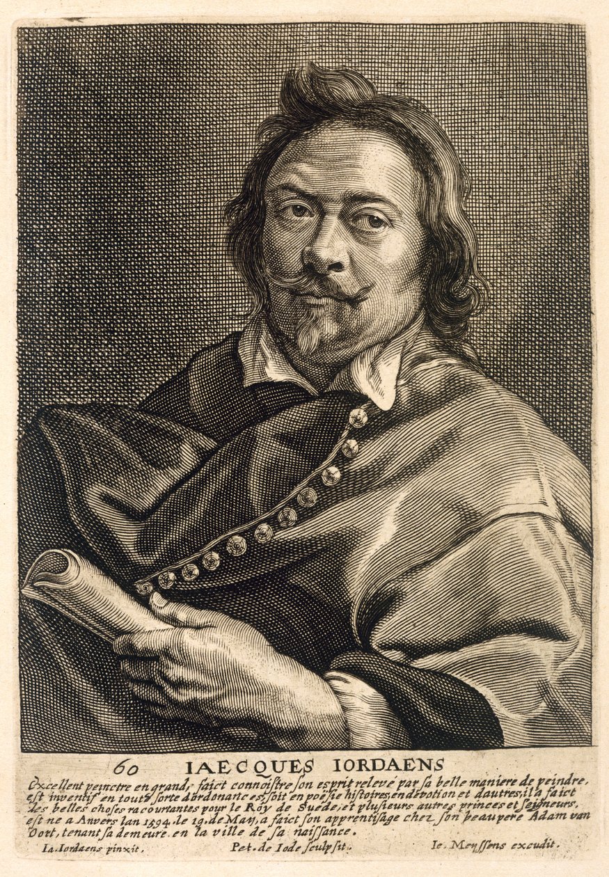 Auto-retrato, gravado por Johannes Meyssens (1612-70) de Jacob Jordaens