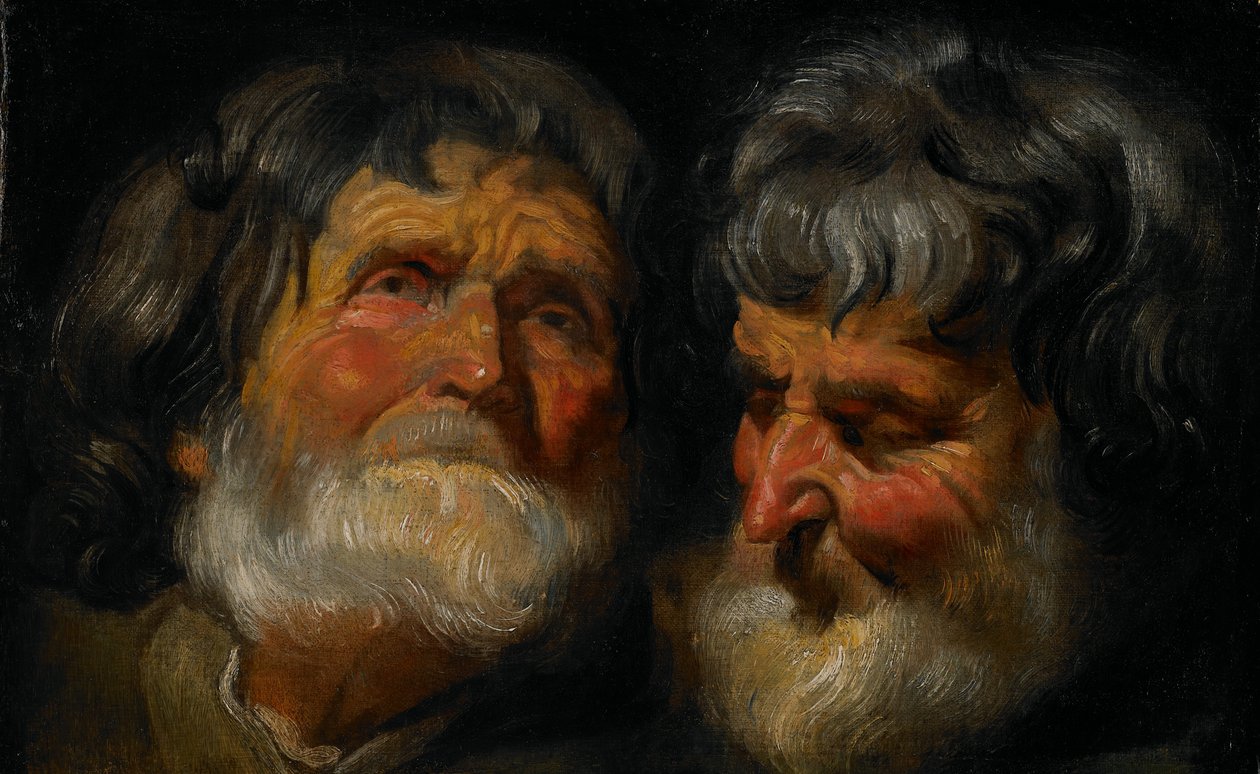 Dois estudos da cabeça de um homem velho, c.1630 de Jacob Jordaens