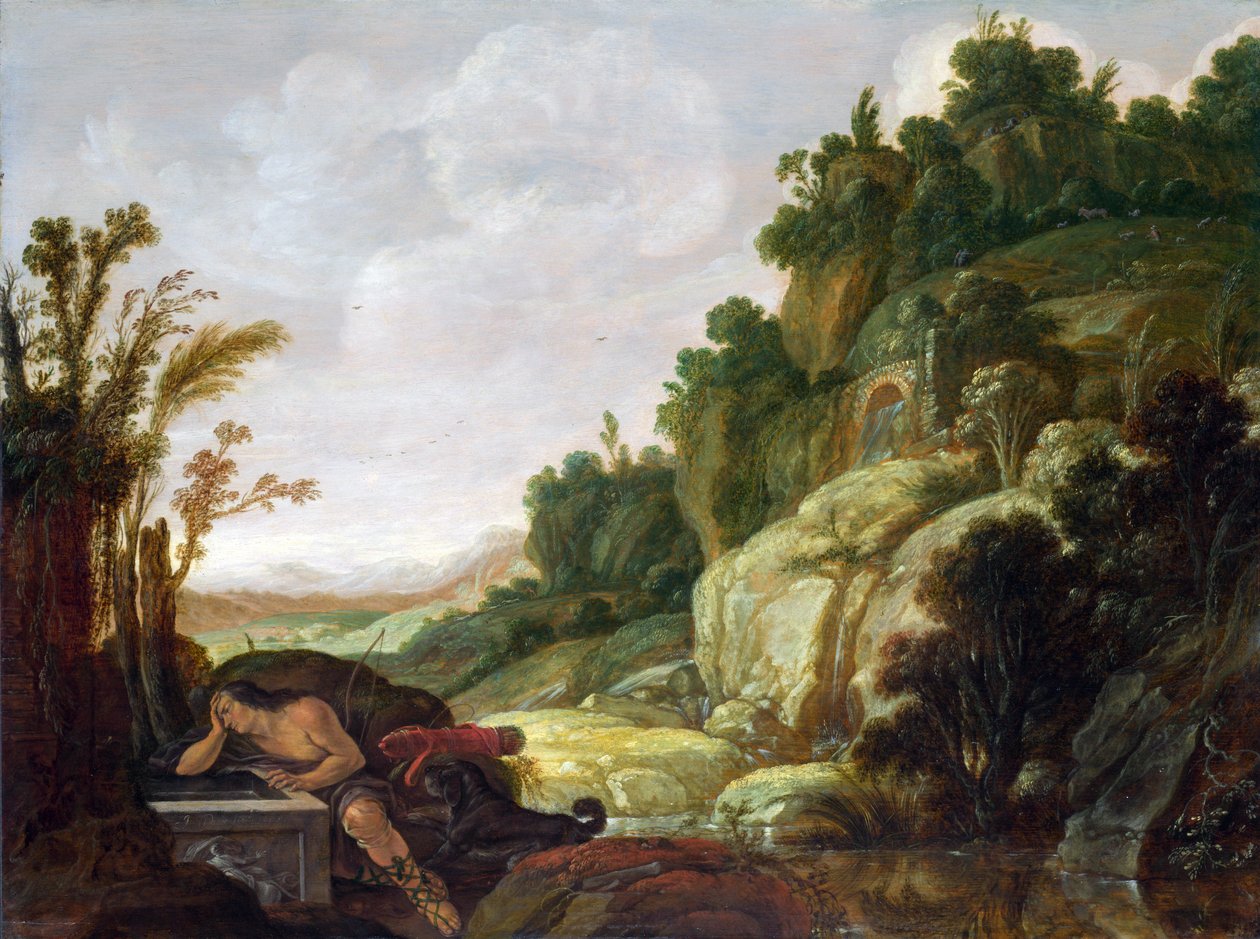 Paisagem, com, narcissus, em, a, chafariz de Jacob Symonsz Pynas or Pinas