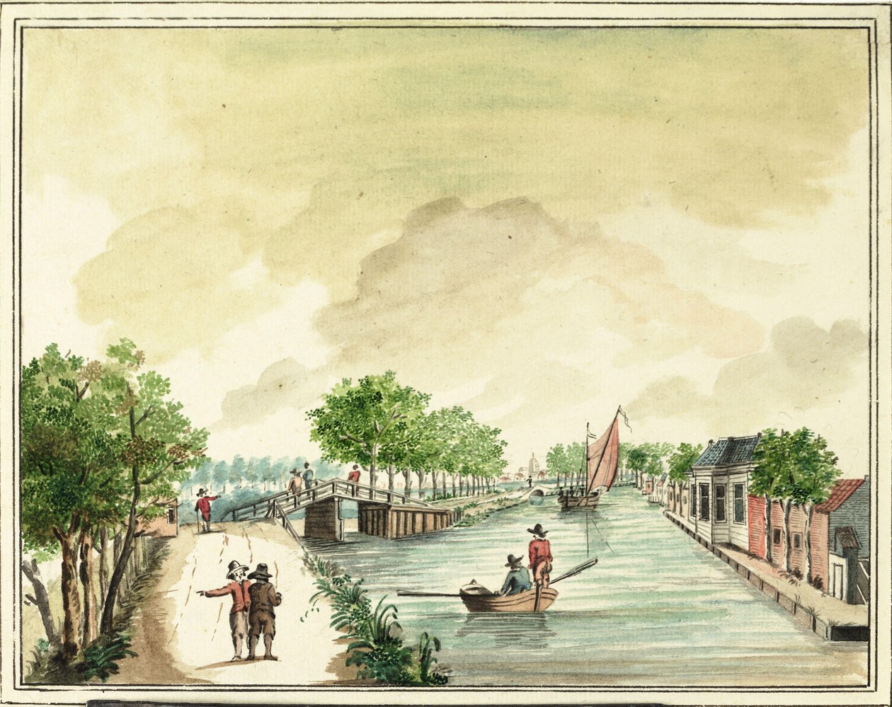 O Wouterenbrug sobre o Trekvliet em Leiden desenhado por Jacob Timmermans. de Jacob Timmermans