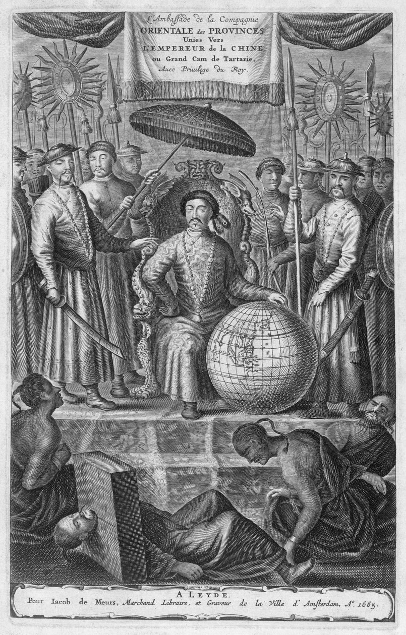 O Imperador da China, frontispício de uma conta de uma embaixada holandesa na China, 1665 de Jacob van Meurs