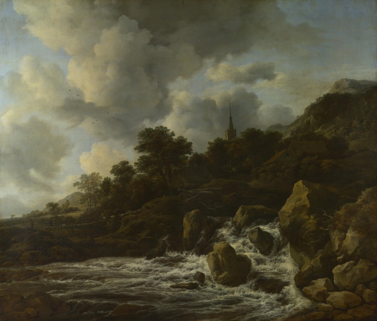 Cachoeira perto de uma aldeia, c.1665-70 de Jacob van Ruisdael