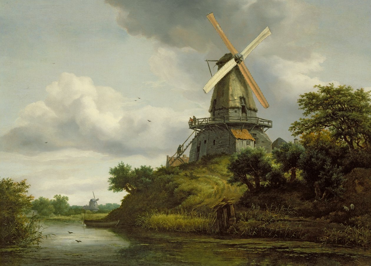 Moinho de vento por um rio de Jacob van Ruisdael