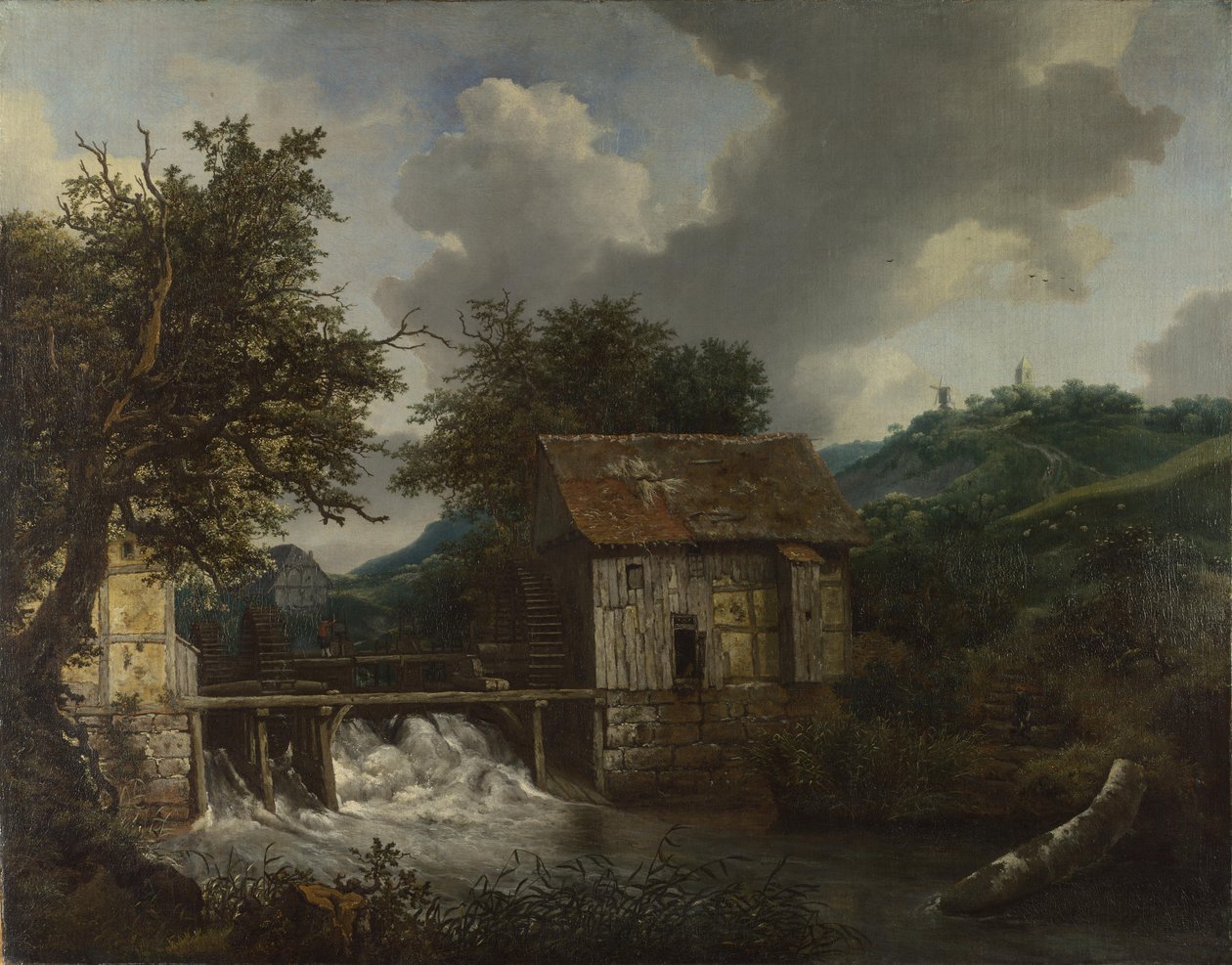 Dois moinhos de água e um açude aberto perto de Singraven de Jacob van Ruisdael