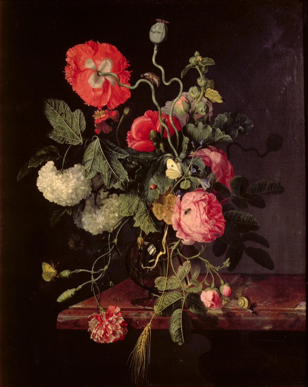 Flores em um vaso de vidro, 1667 de Jacob van Walscapelle