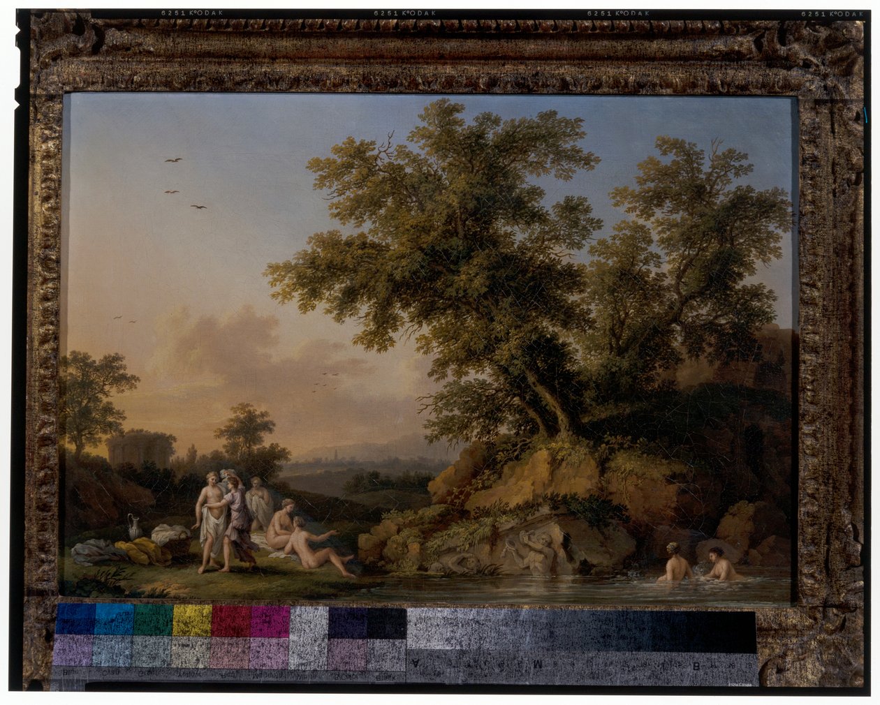 Um par de paisagens com ninfas a banharem-se de Jacob Philippe Hackert