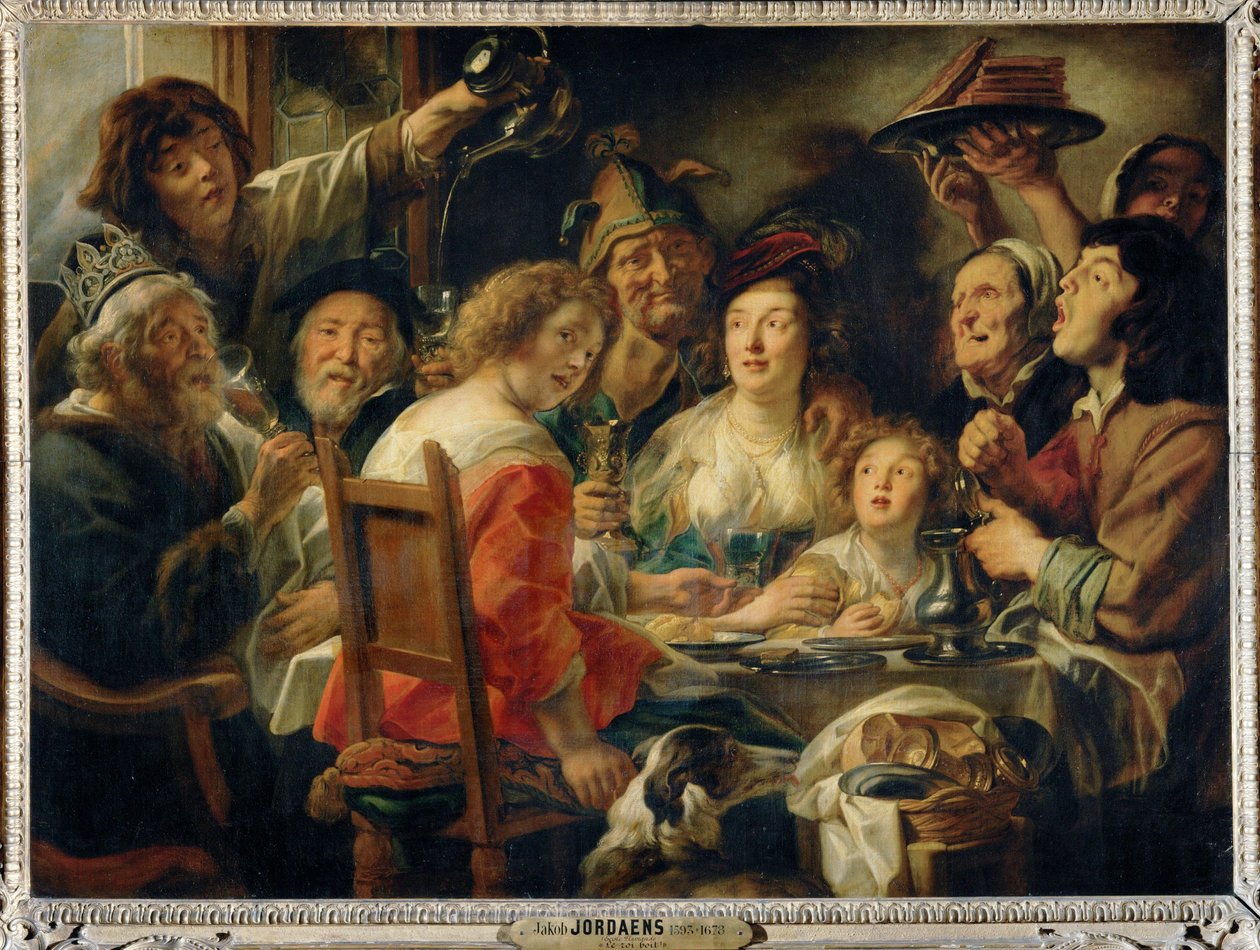 Le roi boit - O rei do feijão, festa da Epifania ... de Jacob (studio of) Jordaens