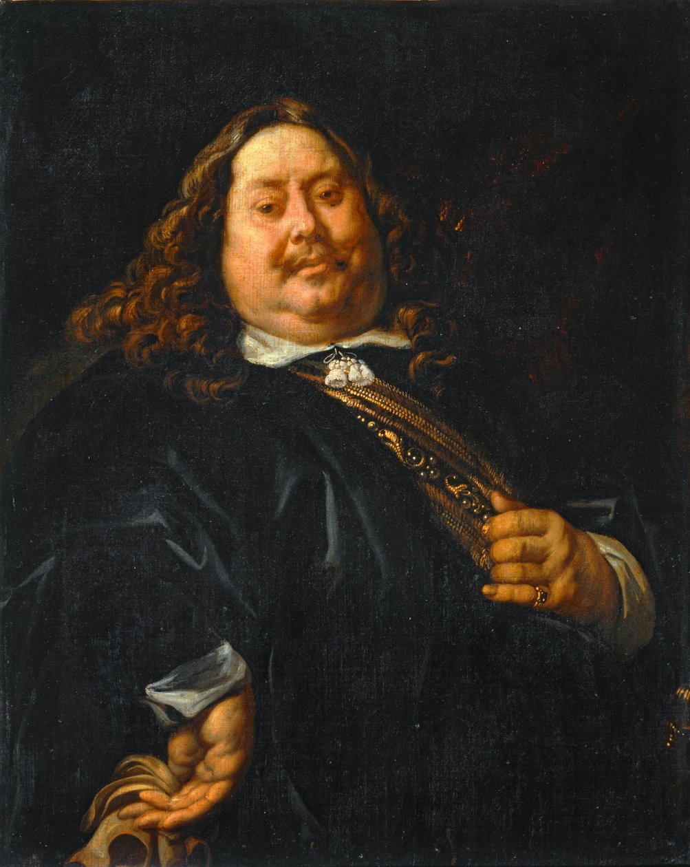 Retrato de uma pessoa obesa, anteriormente conhecido como Retrato do Almirante Michel-Adrien Ruyter - Retrato de uma pessoa obesa ... de Jacob (studio of) Jordaens
