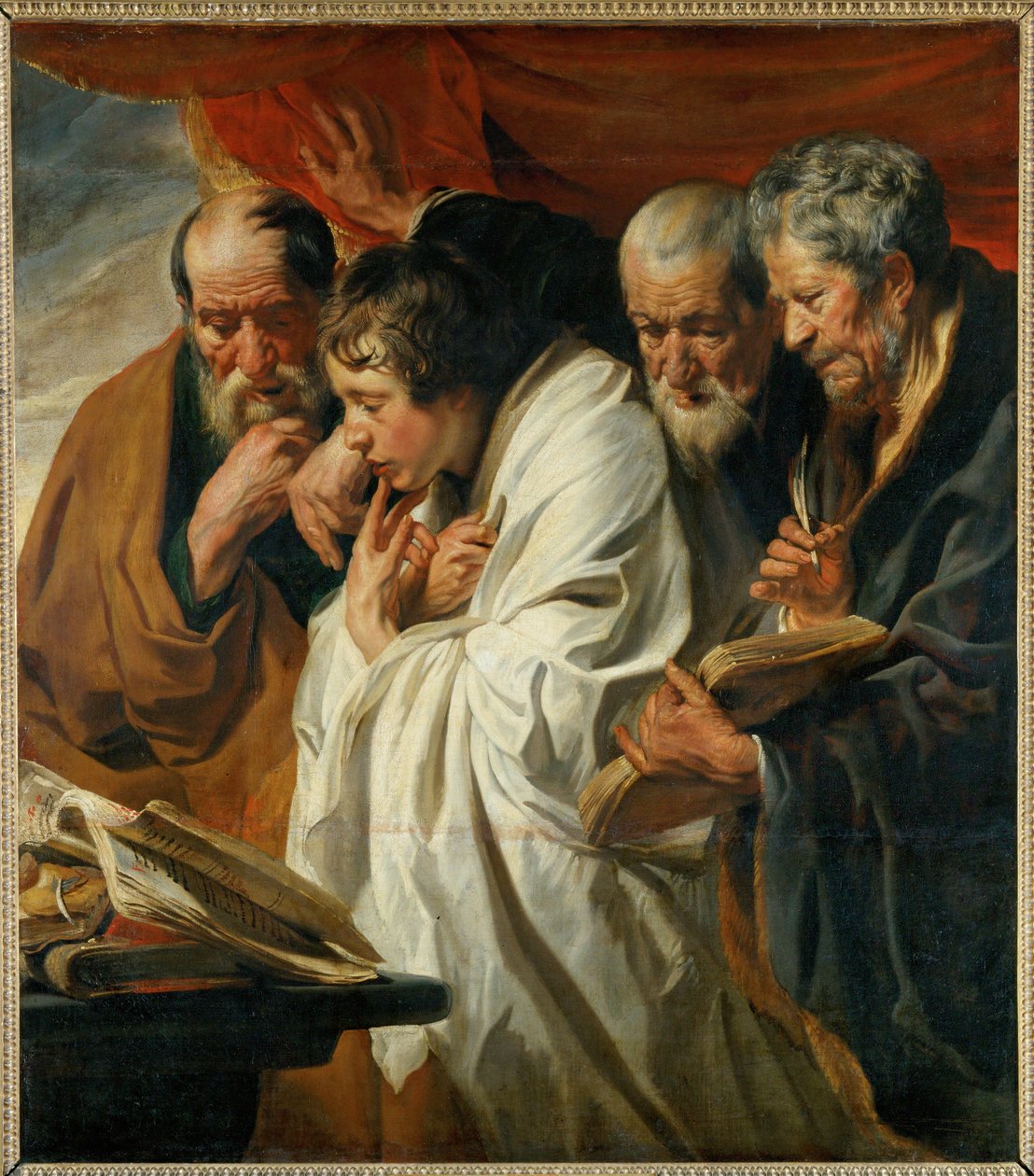 Os quatro evangelistas Mateus, Lucas, Marcos e João ... de Jacob (studio of) Jordaens
