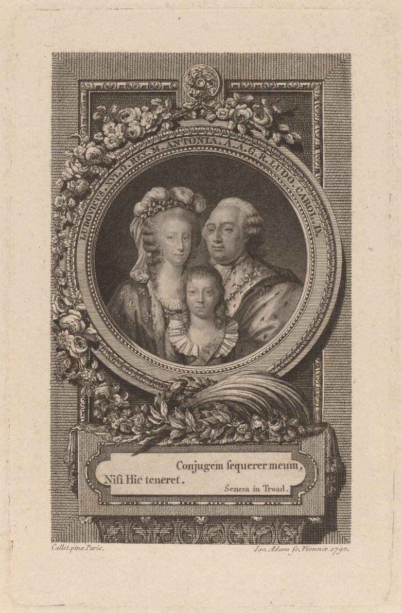 Luís XVI, Maria Antonieta e Luís Carlos, 1793. de Jacob Adam