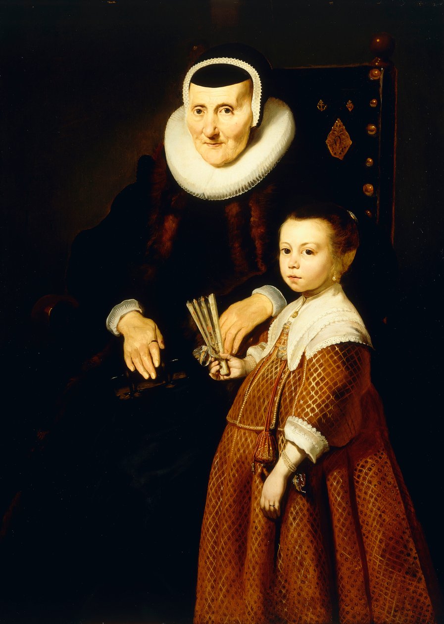 Retrato, senhora, 80 anos, menina, 6 anos, três quartos, c.1632-33 de Jacob Adriensz Backer