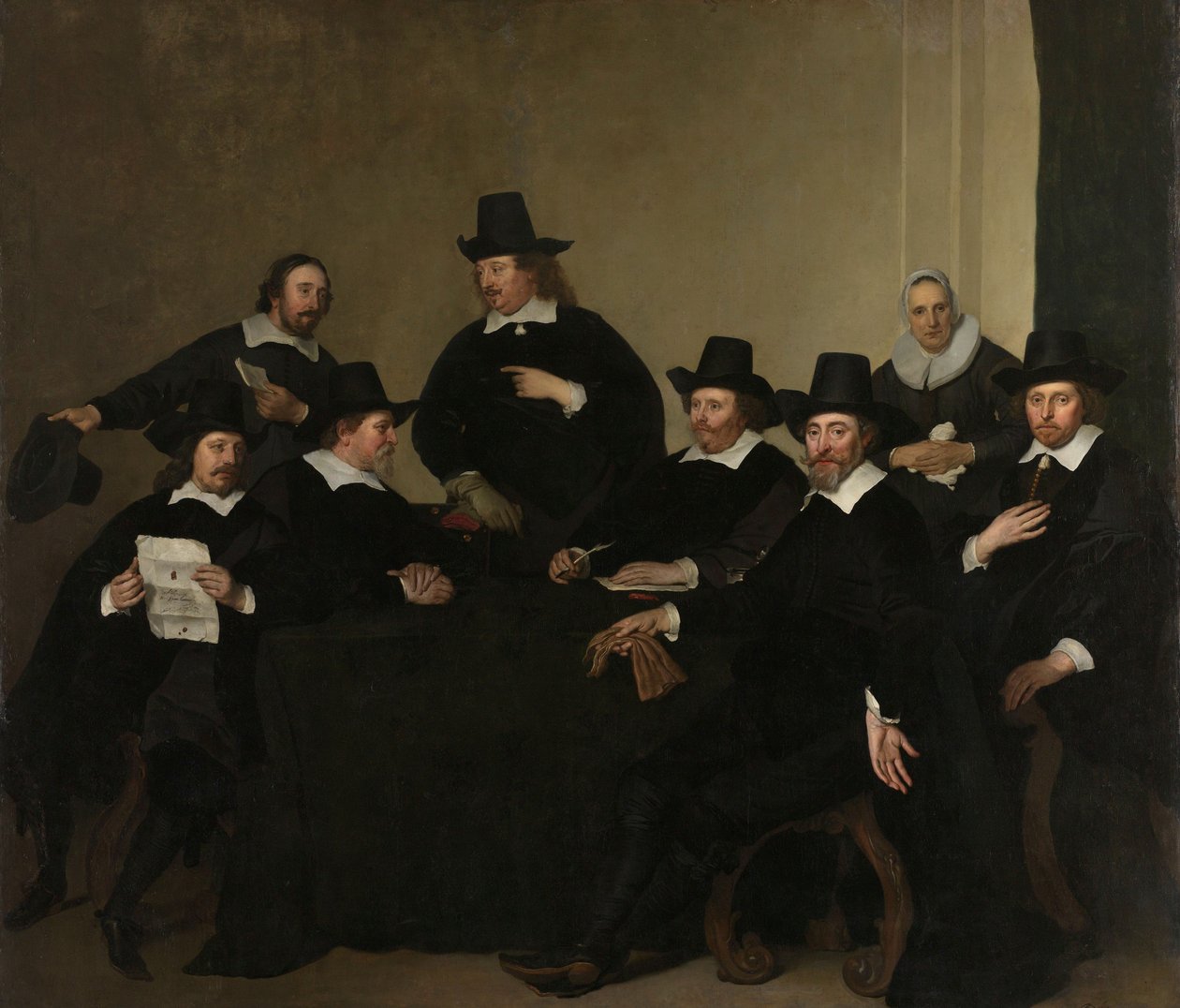 Regentes do Instituto Nieuwe Zijds para o Socorro ao Ar Livre dos Pobres, Amsterdã, c.1650 (óleo sobre tela) de Jacob Adriensz Backer