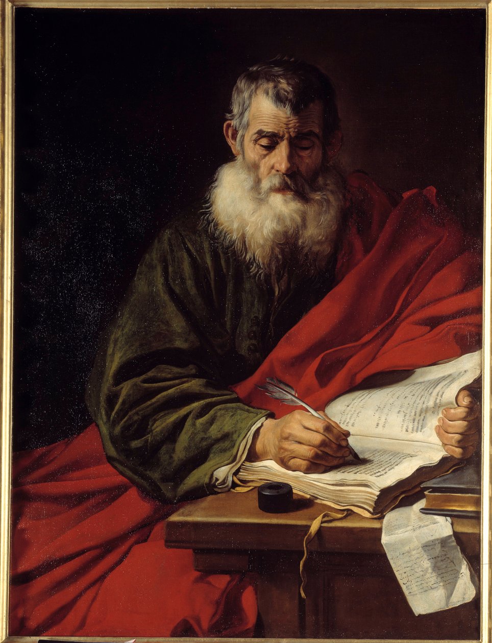 São Paulo Escrevendo. Pintura de Jacob Adriaensz Backer (1608-1651) Ec. Hol. de Jacob Adriensz Backer