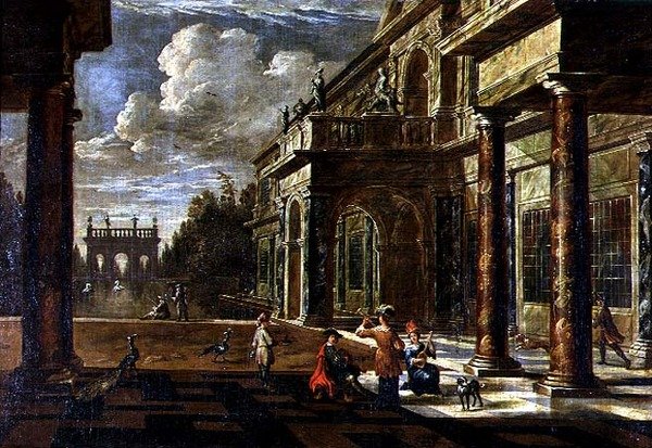 Músicos fora dos Palácios Renascentistas de Jacob Balthasar Peeters