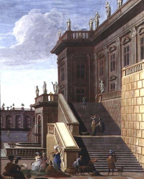 O Pátio de um Palácio Barroco de Jacob Balthasar Peeters