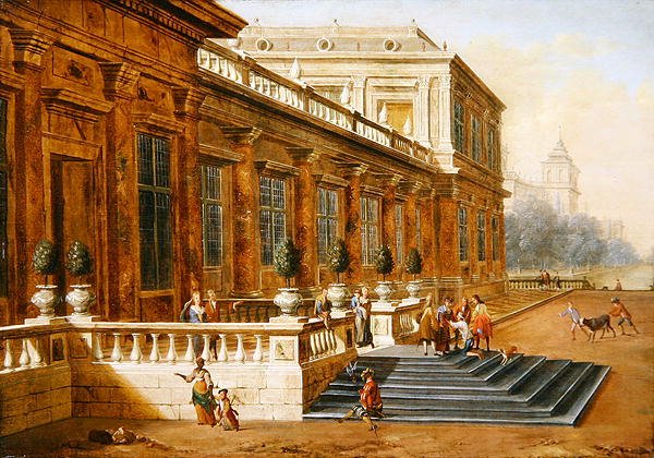 O Retorno do Filho Pródigo nos Degraus de um Palácio Clássico (óleo sobre tela) de Jacob Balthasar Peeters
