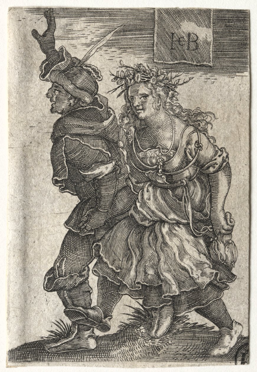 Um casal dançando de camponeses. de Jacob Binck