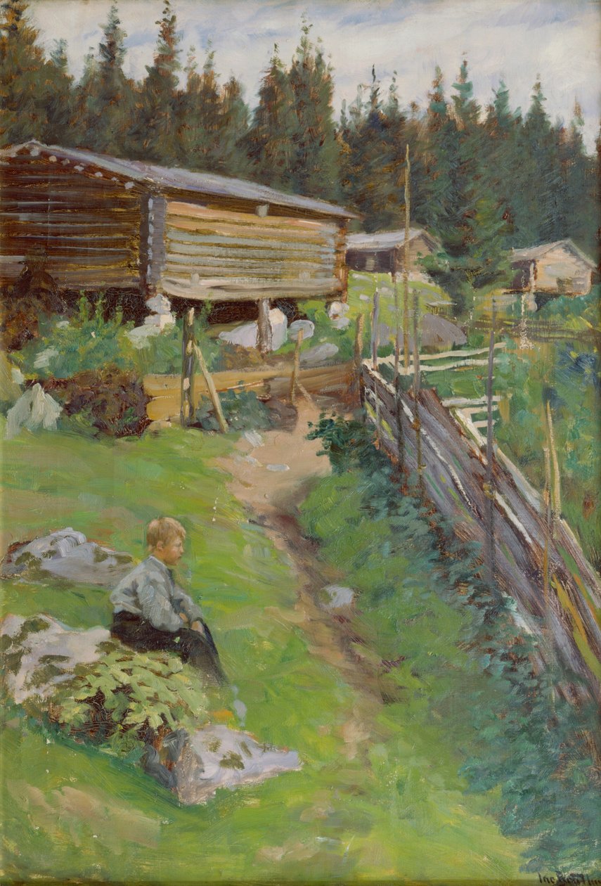 Rapaz no pasto de verão (pintura) de Jacob Bratland