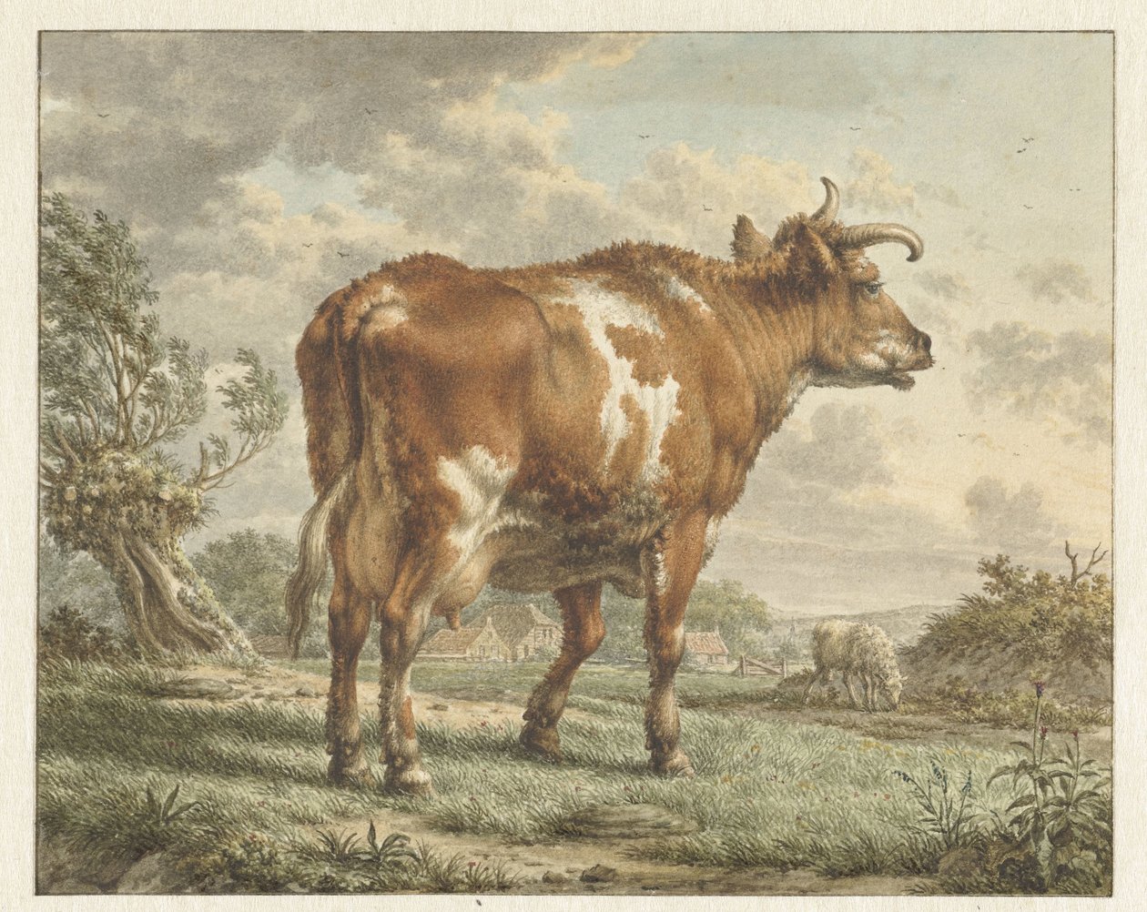 Vaca vermelha e branca em uma paisagem de Jacob  Cats