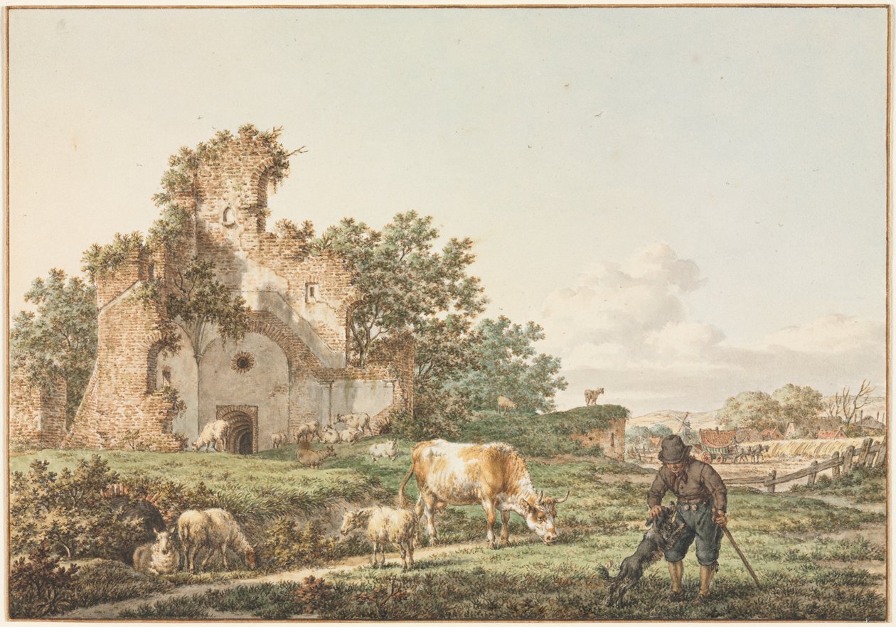 Paisagem pastoral com ruína, 1799. de Jacob Cats