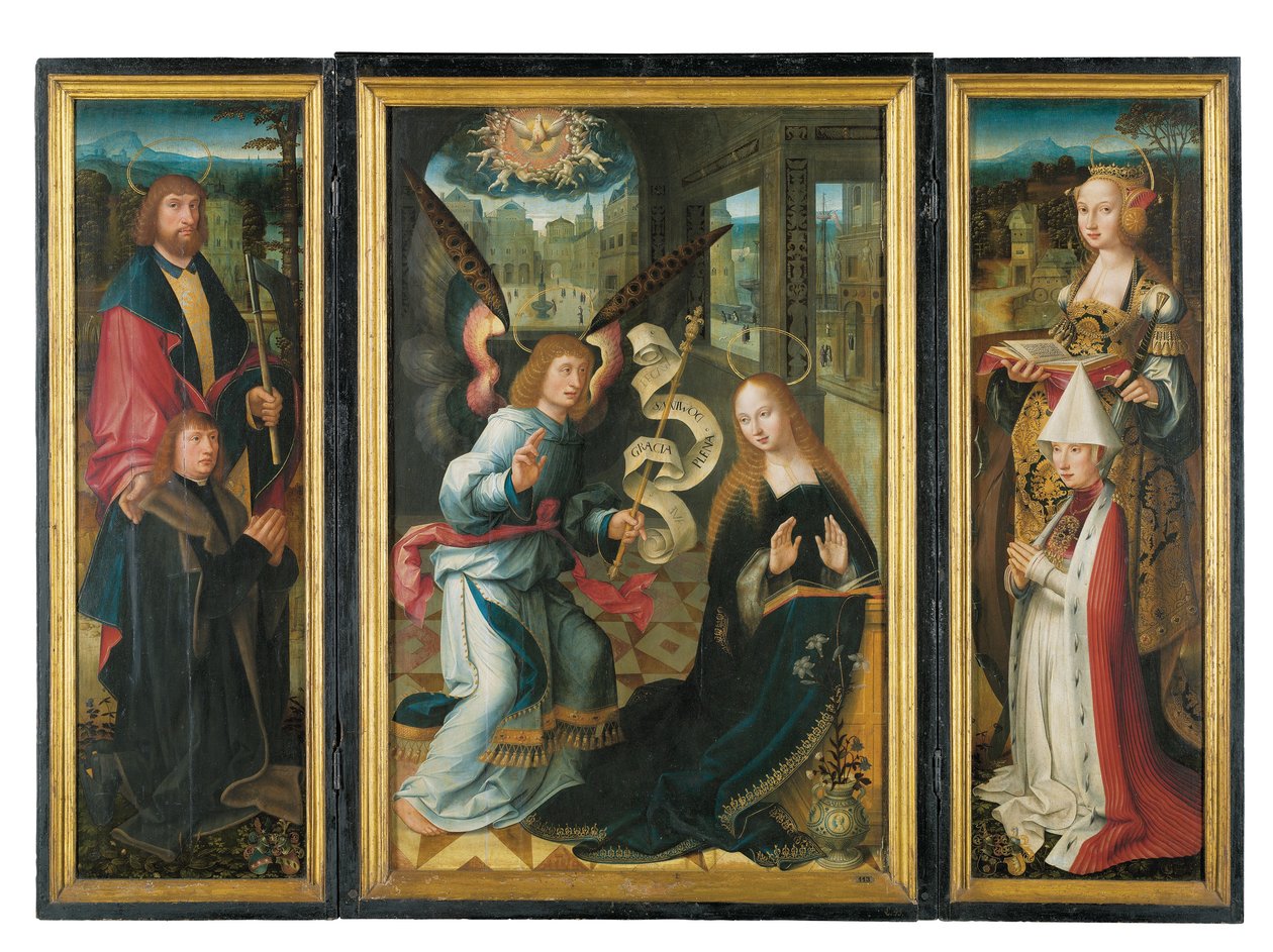 Tríptico: A Anunciação de Jacob Claesz. von Utrecht