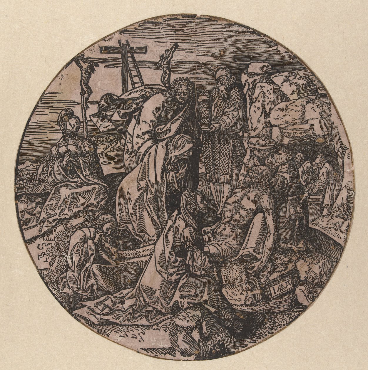 Lamentação e sepultamento de Cristo
A Paixão Redonda (título da série) de Jacob Cornelisz van Oostsanen