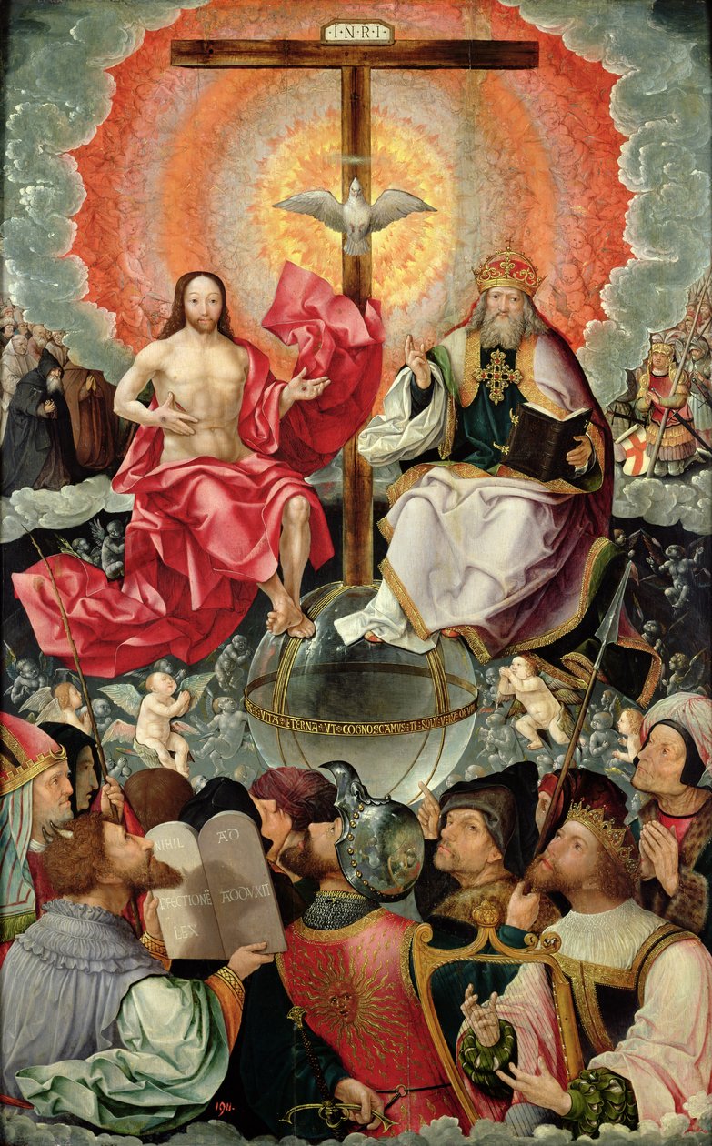 Painel central do tríptico com adoração da trindade, 1523 (veja 242037, 242038, 242039) de Jacob Cornelisz van Oostsanen