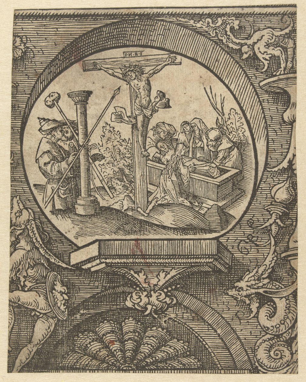 A Crucificação e Sepultamento de Cristo O Credo (título da série) de Jacob Cornelisz van Oostsanen