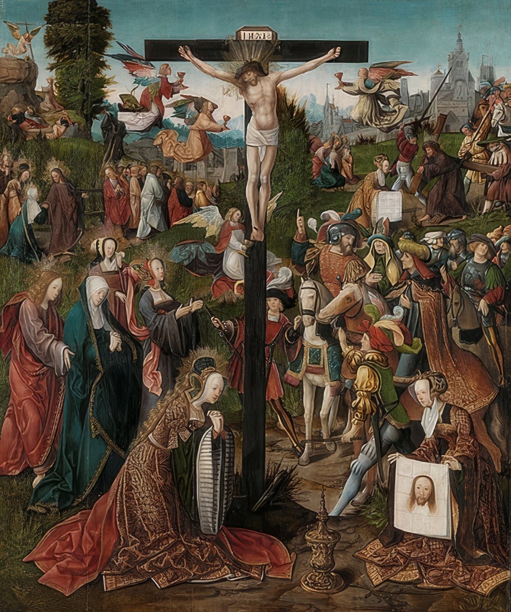 Crucificação de Cristo. Por volta de 1507-10 de Jacob Cornelisz van Oostsanen
