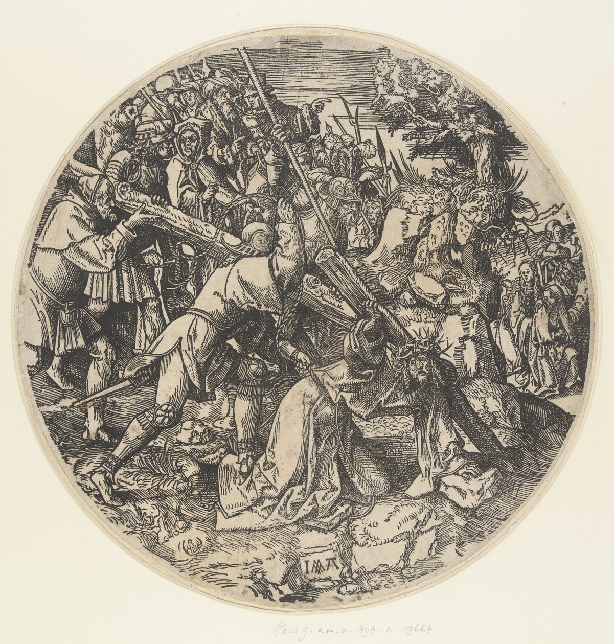 Carregando a cruz The Round Passion (título da série) de Jacob Cornelisz van Oostsanen