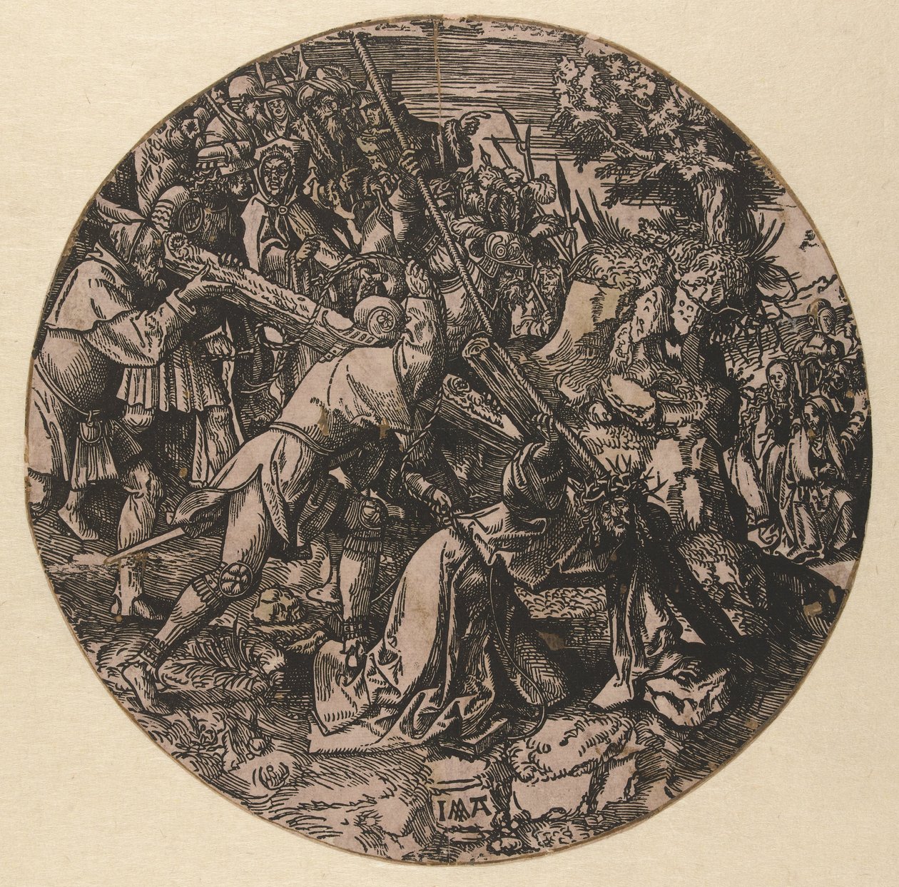 Carregando a cruz The Round Passion (título da série) de Jacob Cornelisz van Oostsanen