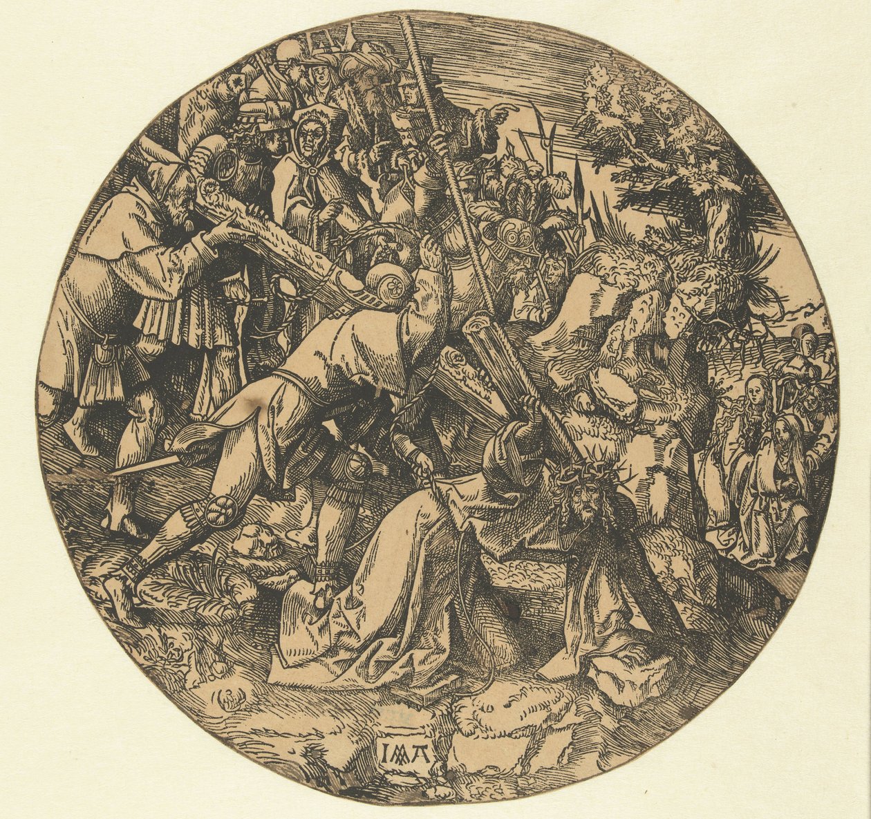 Carregando a cruz The Round Passion (título da série) de Jacob Cornelisz van Oostsanen