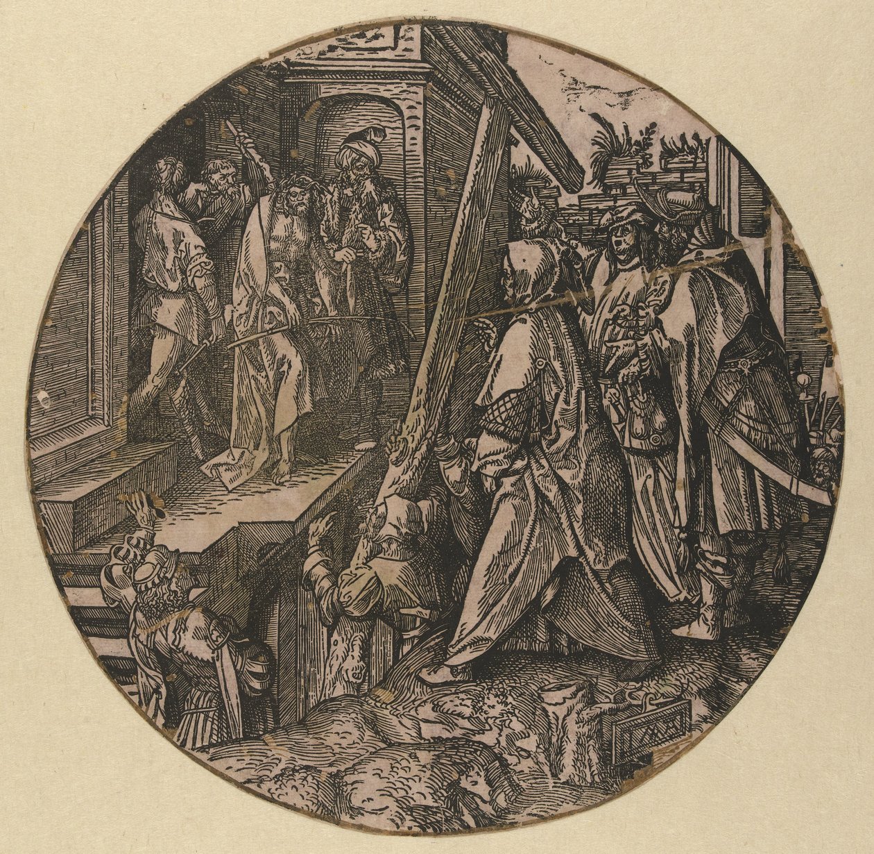 Pilatos mostra Cristo ao povo (Ecce Homo)
A Paixão Redonda (título da série) de Jacob Cornelisz van Oostsanen