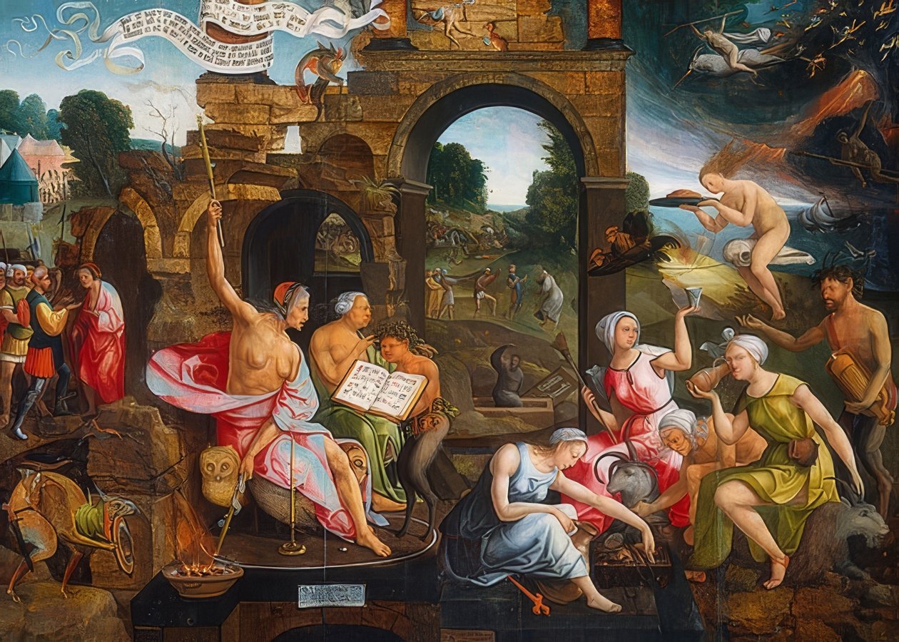 Saul e a bruxa de Endor. 1526 de Jacob Cornelisz van Oostsanen