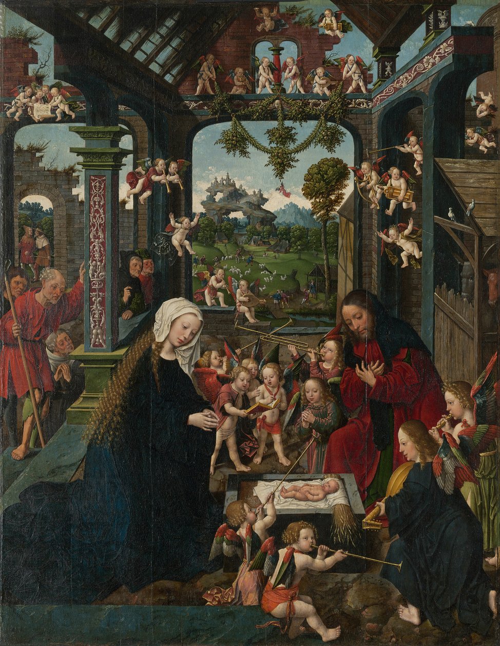 A Adoração do Menino Jesus, c. 1515. de Jacob Cornelisz. van Oostsanen
