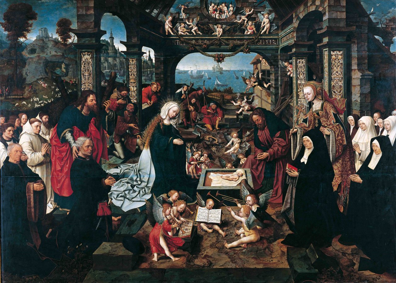 The Nativity of Christ par Cornelisz van Oostsanen, Jacob (Jacob Cornelisz van Amsterdam) (ca. 1470-1533). Óleo sobre madeira de Jacob Cornelisz van Oostsanen
