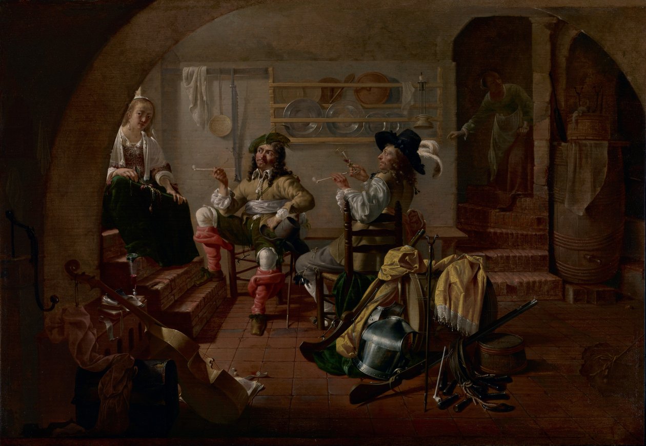 Interior com soldados e mulheres de Jacob Duck