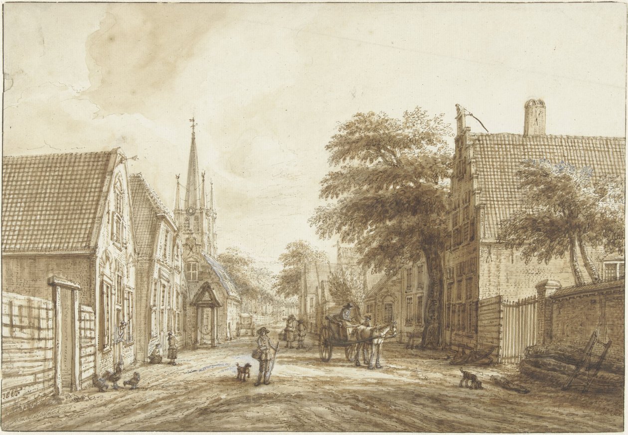 A estrada secundária em Voorschoten de Jacob Elias La Fargue