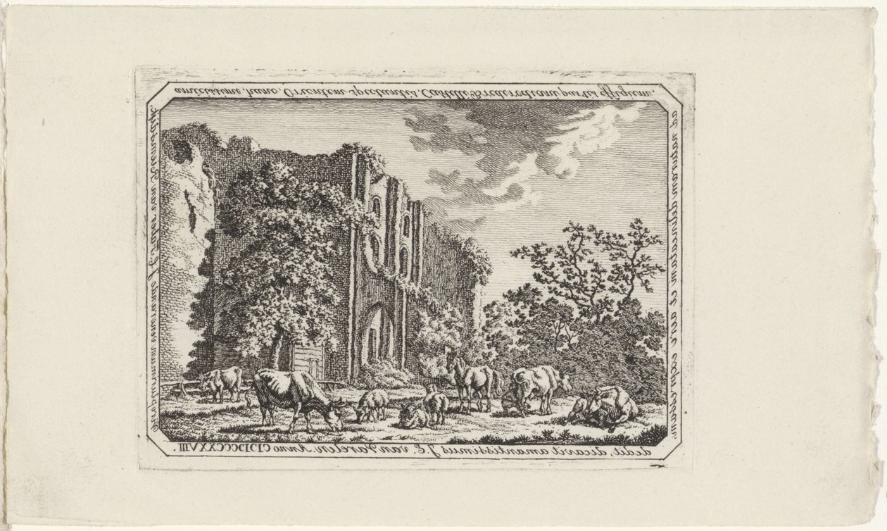 Gado perto das ruínas de Brederode de Jacob Elias van Varelen