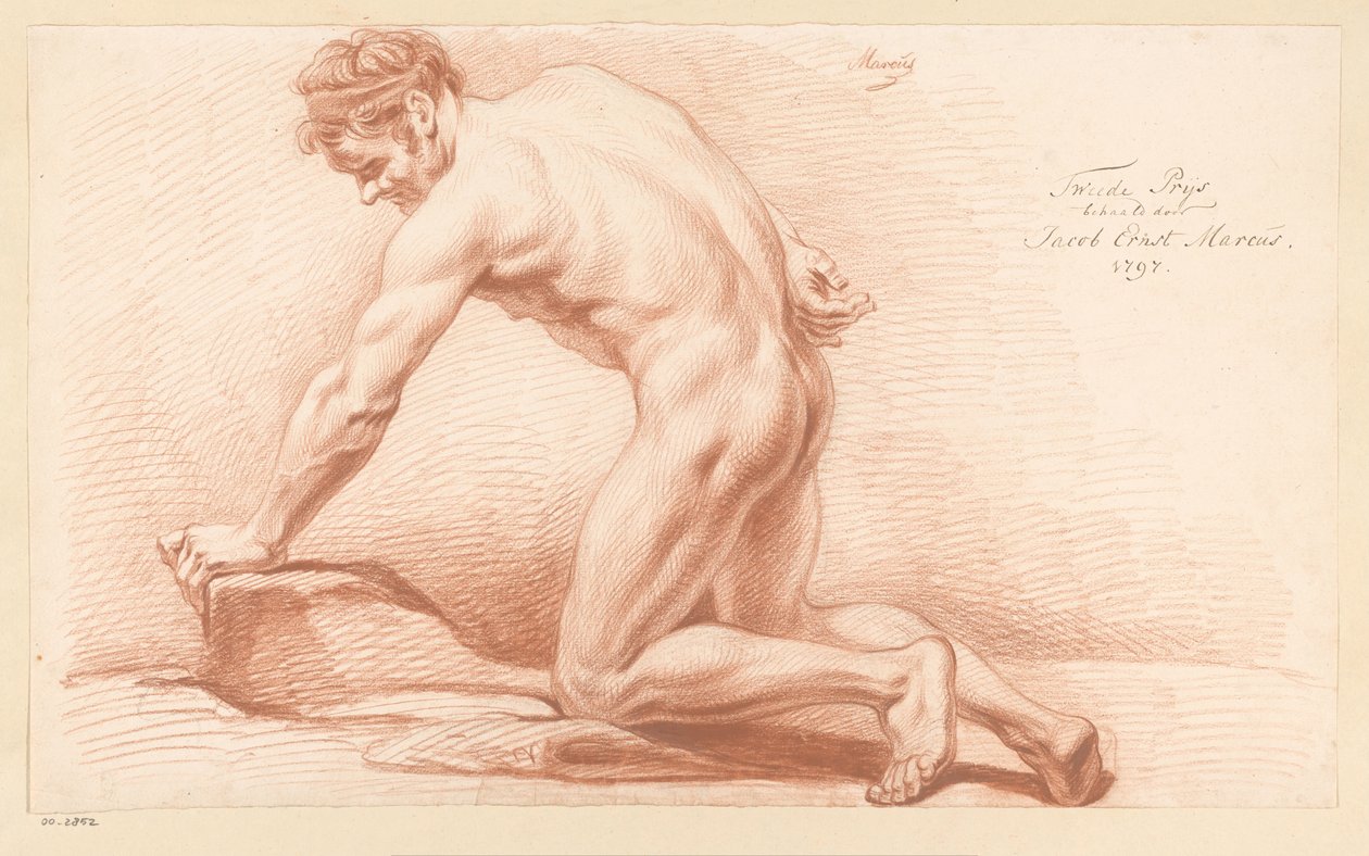 Ajoelhado nu masculino, visto de lado (2º prémio 1797) de Jacob Ernst Marcus