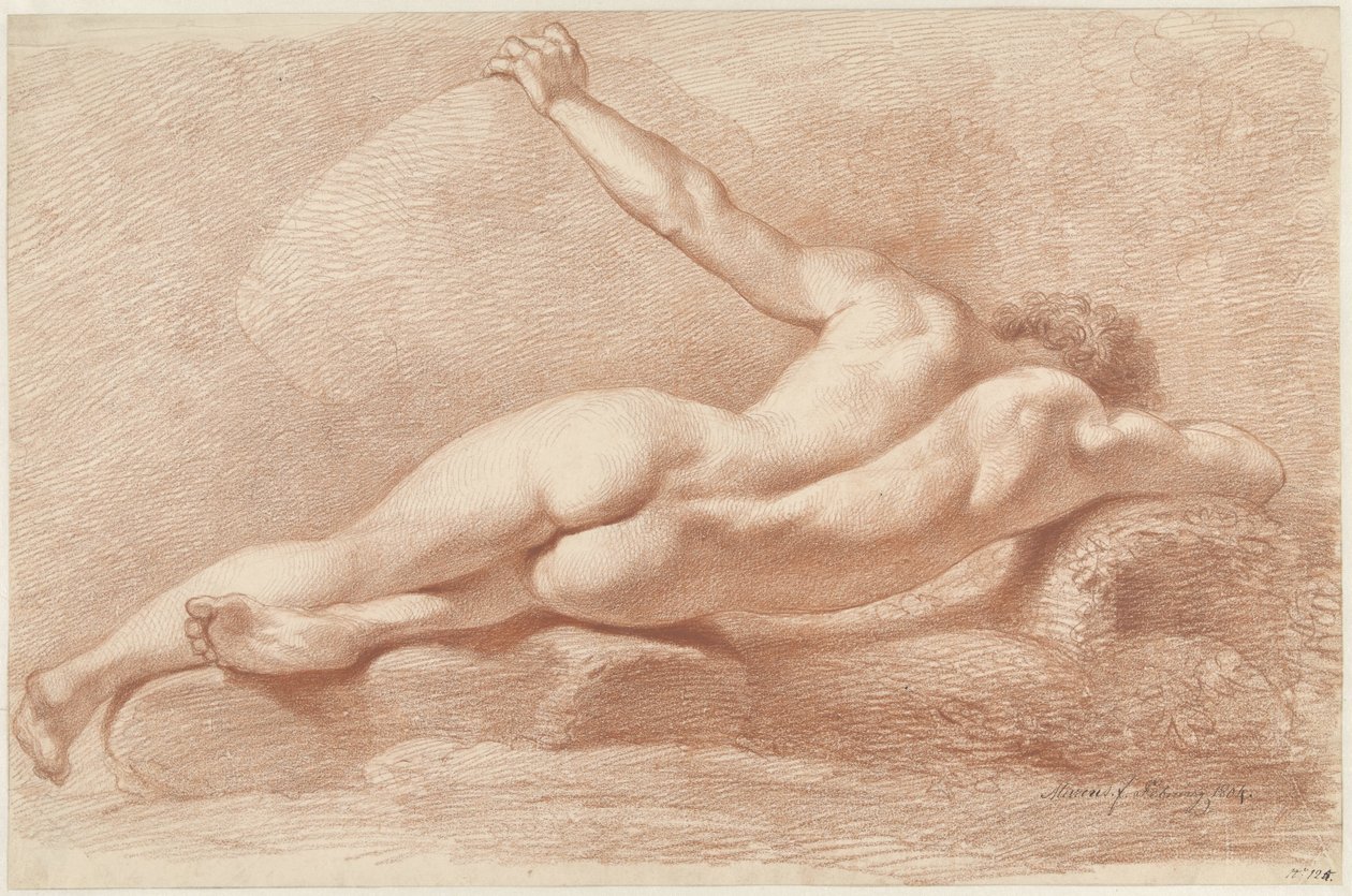 Nu masculino recortado, visto por trás de Jacob Ernst Marcus