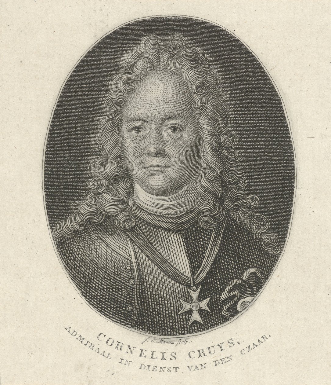 Retrato de Cornelius Cruys 1655-1727, vice-almirante da Marinha Imperial Russa, 1818 de Jacob Ernst Marcus