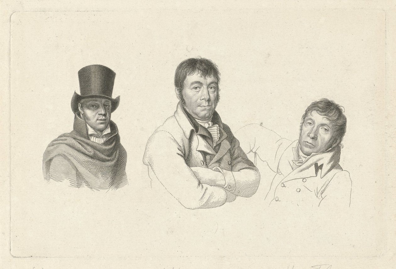 Retratos de Jan Kamphuysen, Dirk Versteegh e Hendrik de Flines de Jacob Ernst Marcus