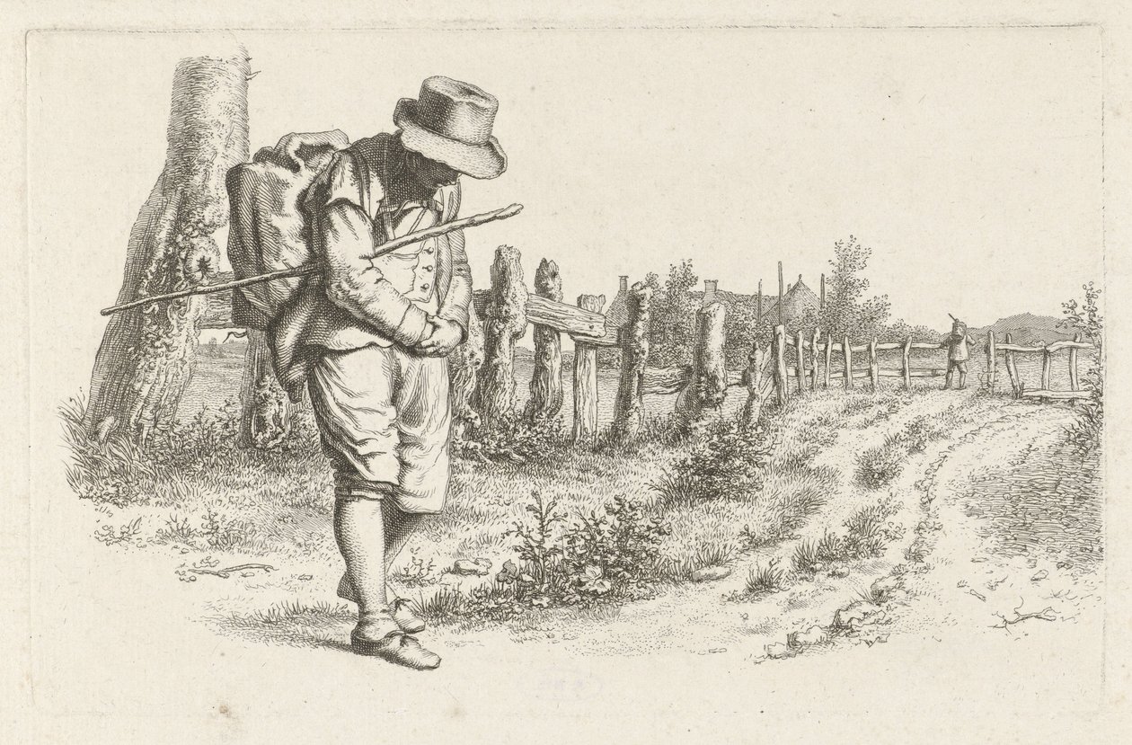 Viajante em uma estrada rural Impressões de estudo / Etudes gravées (título da série) de Jacob Ernst Marcus